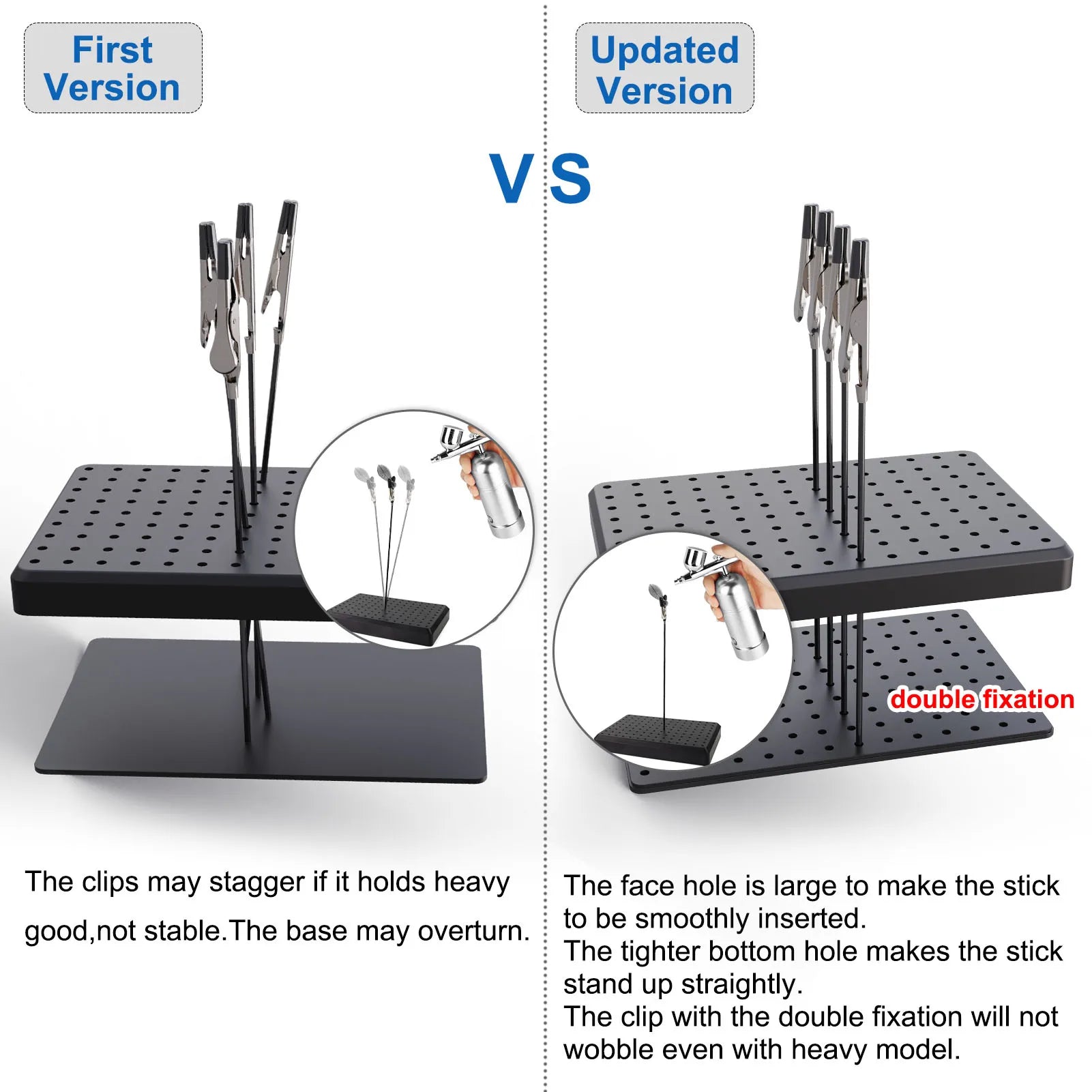 Evemodel 14X9 Holes Painting Stand Base 10pcs 20pcs Alligator Clips With Rubber Cover Set Updated Modeling Tools GJJC09