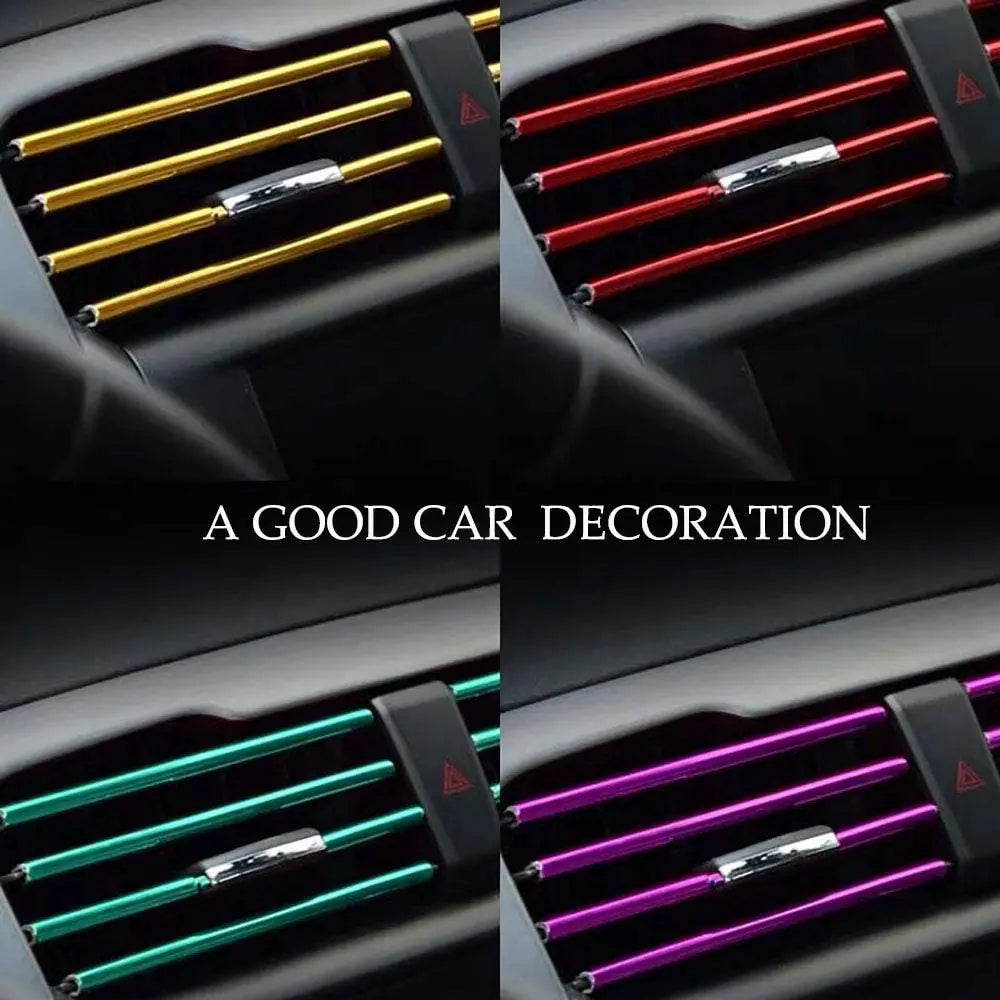 10 Pcs Car Air Vent Grille decoration Trim Sticker U Style Air Conditioner Outlet Decoration Strip Car Decoration