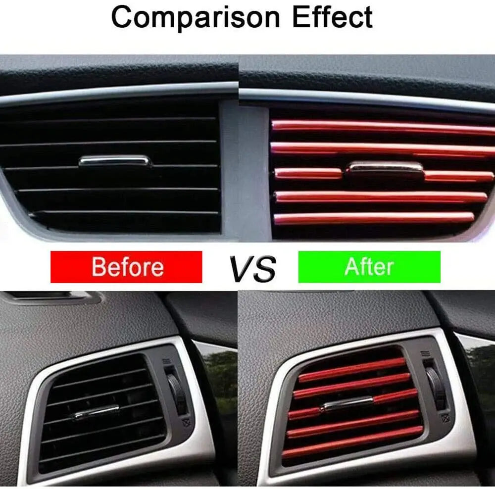 10 Pcs Car Air Vent Grille decoration Trim Sticker U Style Air Conditioner Outlet Decoration Strip Car Decoration