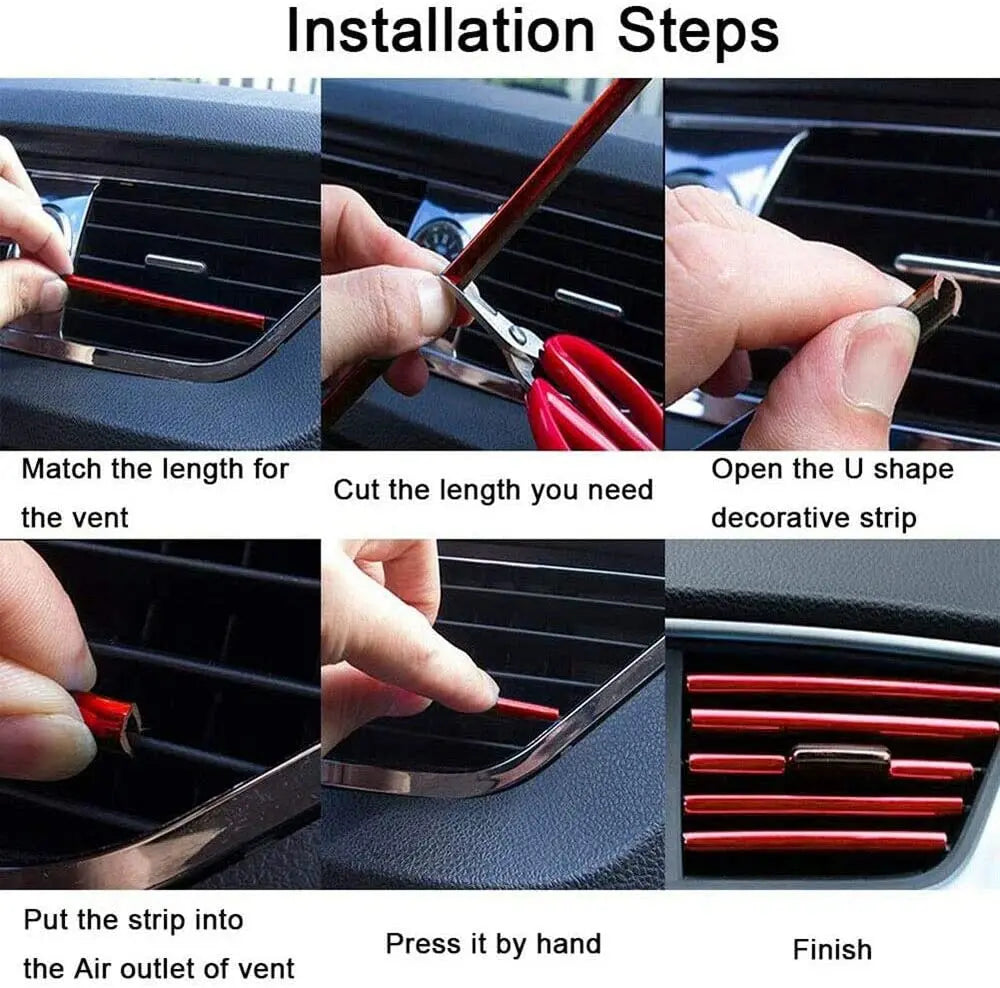 10 Pcs Car Air Vent Grille decoration Trim Sticker U Style Air Conditioner Outlet Decoration Strip Car Decoration