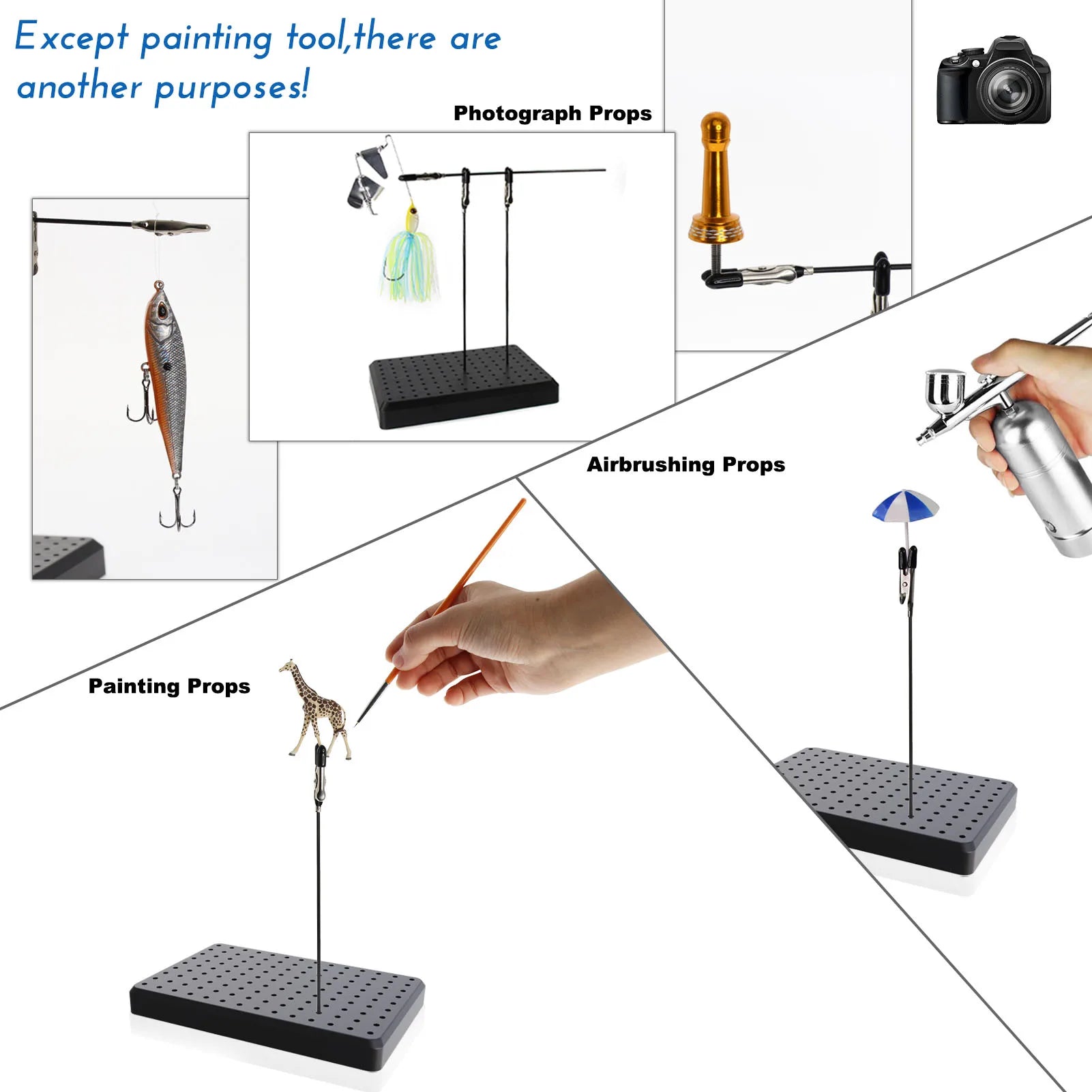 Evemodel 14X9 Holes Painting Stand Base 10pcs 20pcs Alligator Clips With Rubber Cover Set Updated Modeling Tools GJJC09