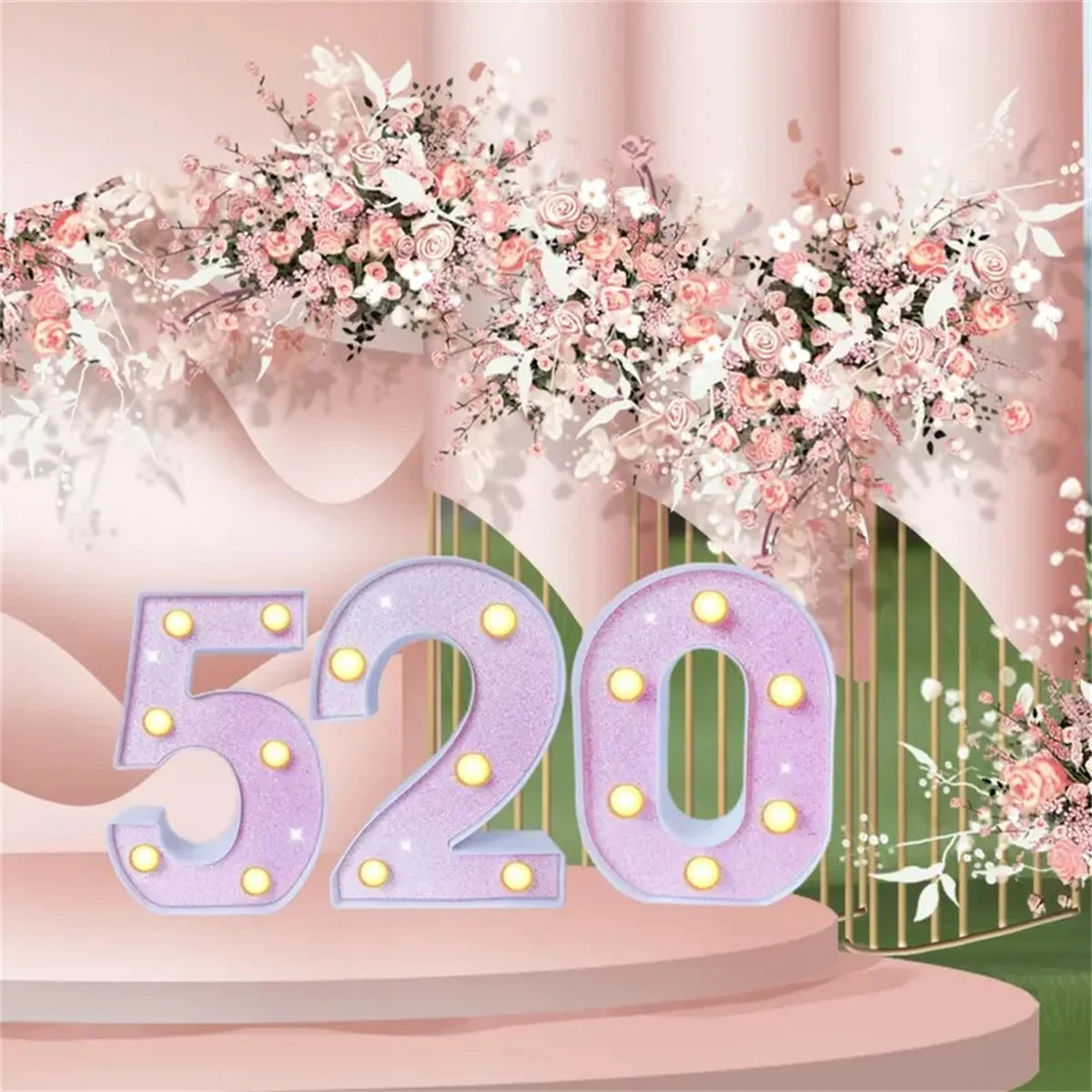 1PC Pink English letter and number lights, proposal and confession, birthday party atmosphere, surprise scene, decoration lights