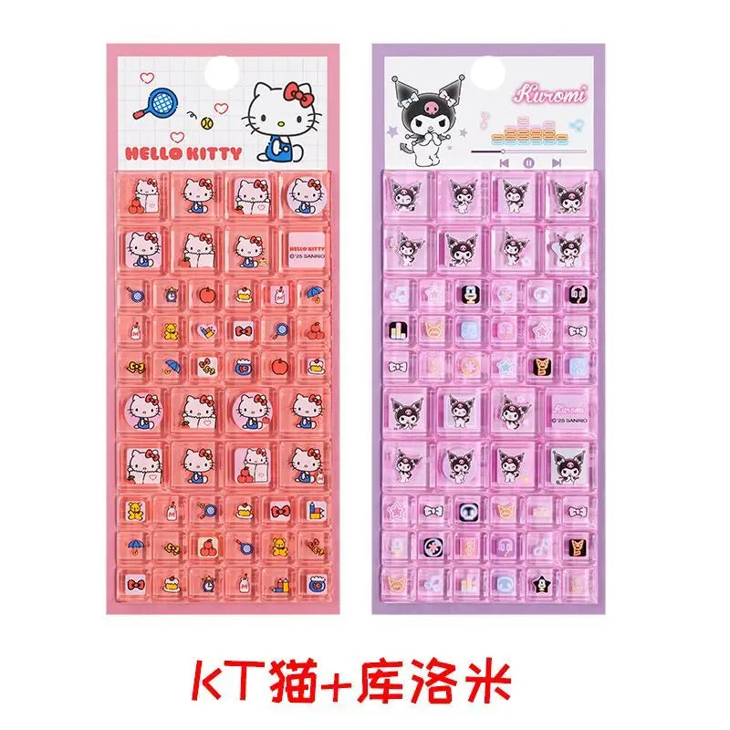 Sanrio Hello Kitty 3D Square Stickers Anime Phone Laptop Luggage Decoration Creative DIY Rhinestone Decal Kids Toys Cartoon Gift