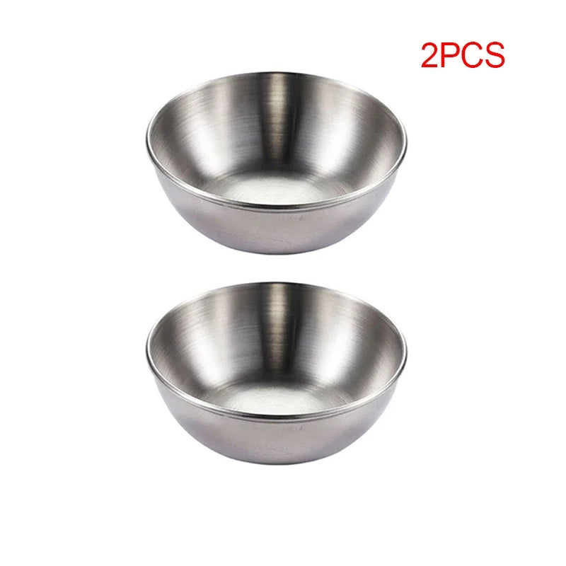 4pcs 2pcs Stainless Steel Golden Sauce Dishes Appetizer Seasoning Serving Dishes Sets Tray Spice Plates Kitchen Tableware