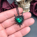 Spiky Red Glass Heart Pendant Necklace for Women Men Grunge Fashion Y2K Gothic Style Necklace Jewelry