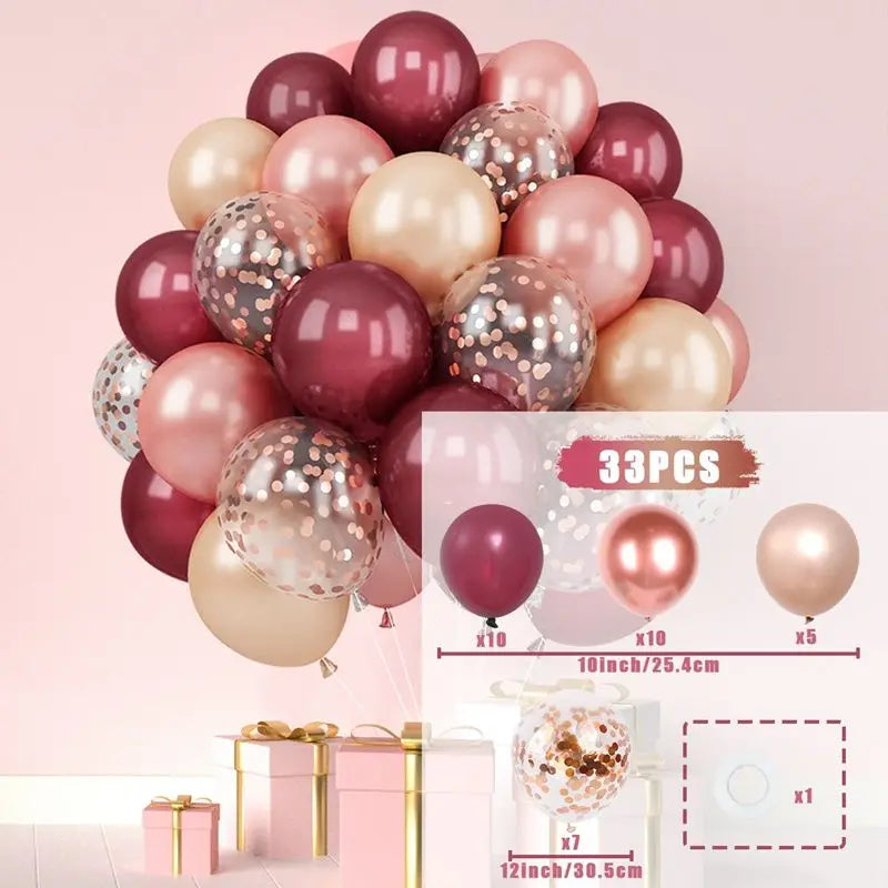 31/36/37/51/101Pcs Metallic Balloons Pearl Latex Balloon Gold Confetti Balloons for Birthday Weddings Baby Shower Party Decor