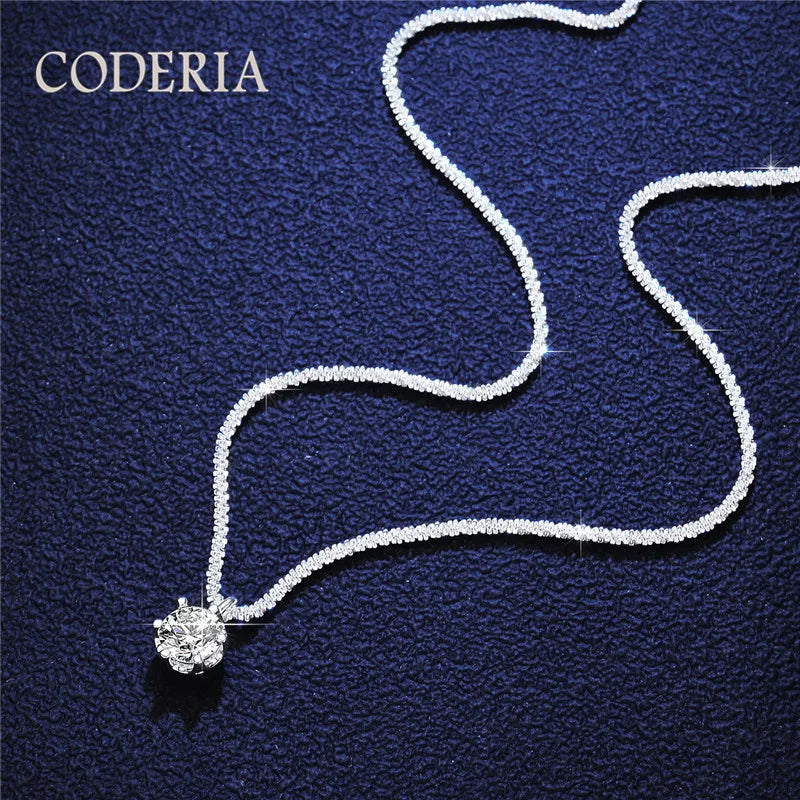 Best Selling S925 Silver Moissanite Necklace Thick Chain Women Birthday Gift 1-2CT Diamond Necklace Exquisite Party Jewelry