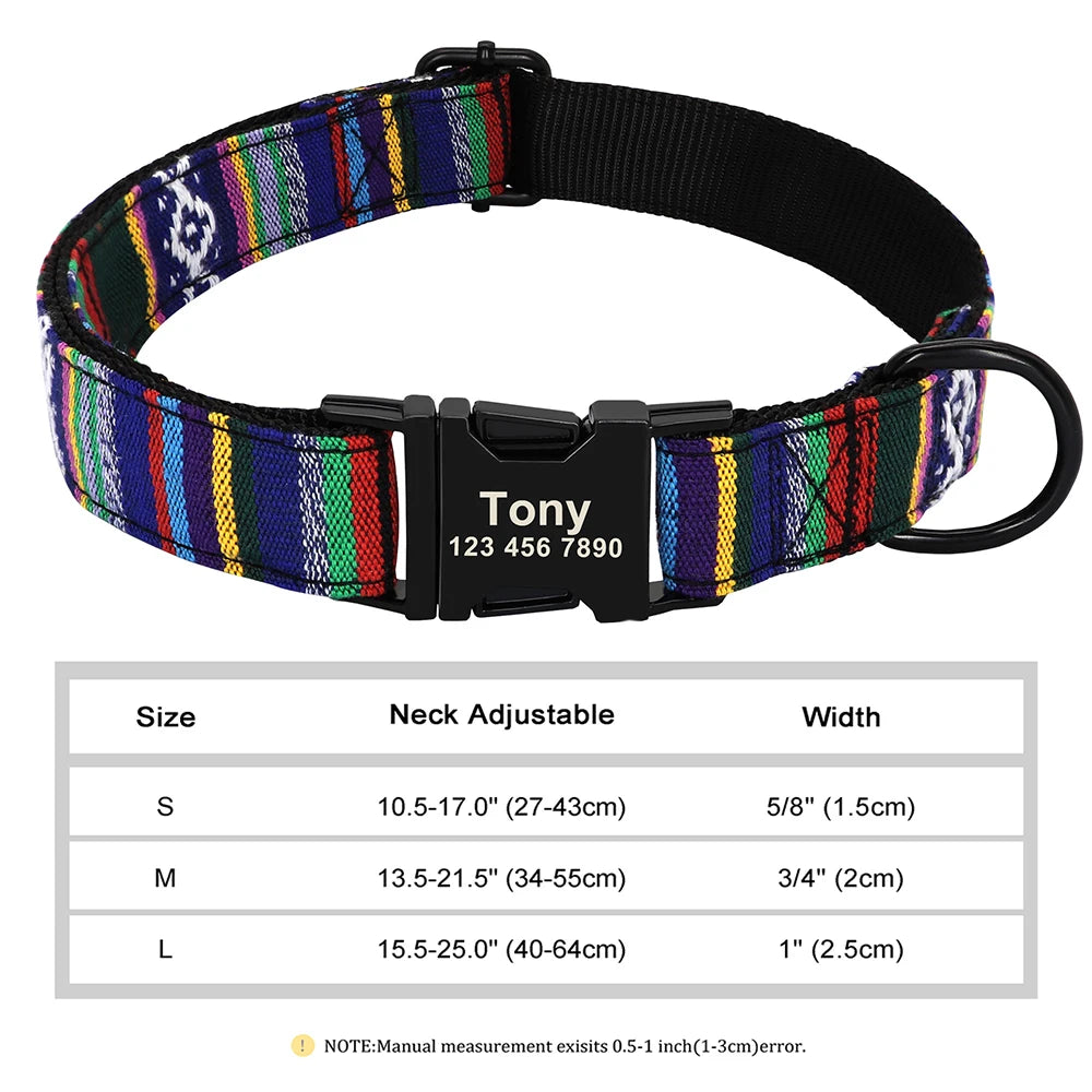 Personalized Dog Accessories Collar Nylon Printed Pet Puppy Collar Dog ID Collars Free Engraved ID for Small Medium Large Dogs