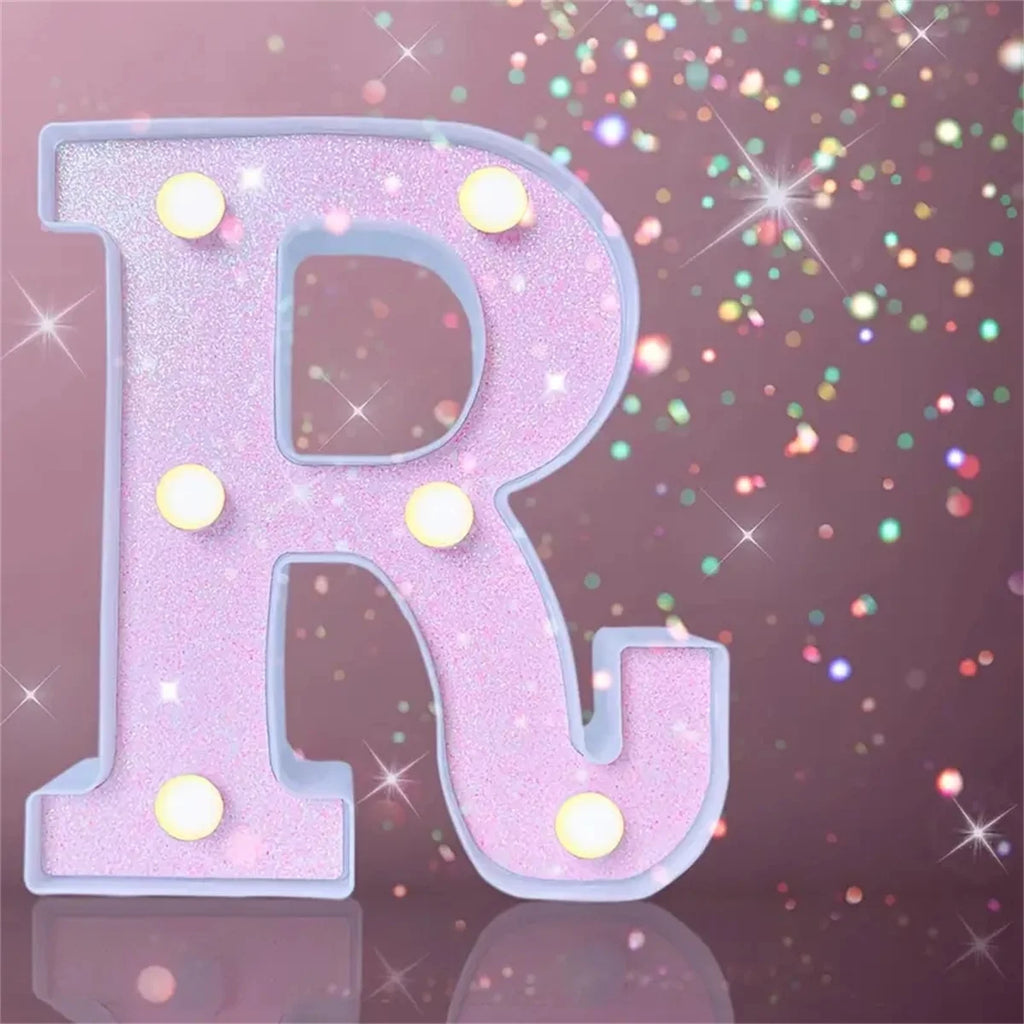 1PC Pink English letter and number lights, proposal and confession, birthday party atmosphere, surprise scene, decoration lights