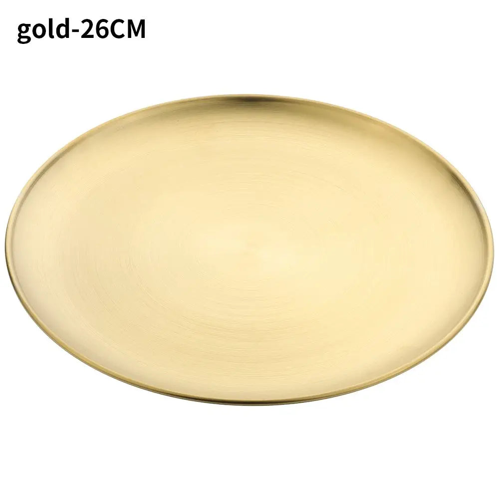 High Quality Stainless Steel Bone Spitting Dish Gold Silver Colors Shallow Tray Metal Dining Disc Fruit Meat Round Plate