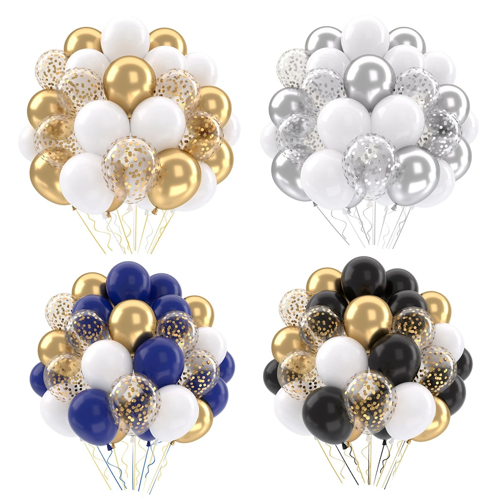 31/36/37/51/101Pcs Metallic Balloons Pearl Latex Balloon Gold Confetti Balloons for Birthday Weddings Baby Shower Party Decor