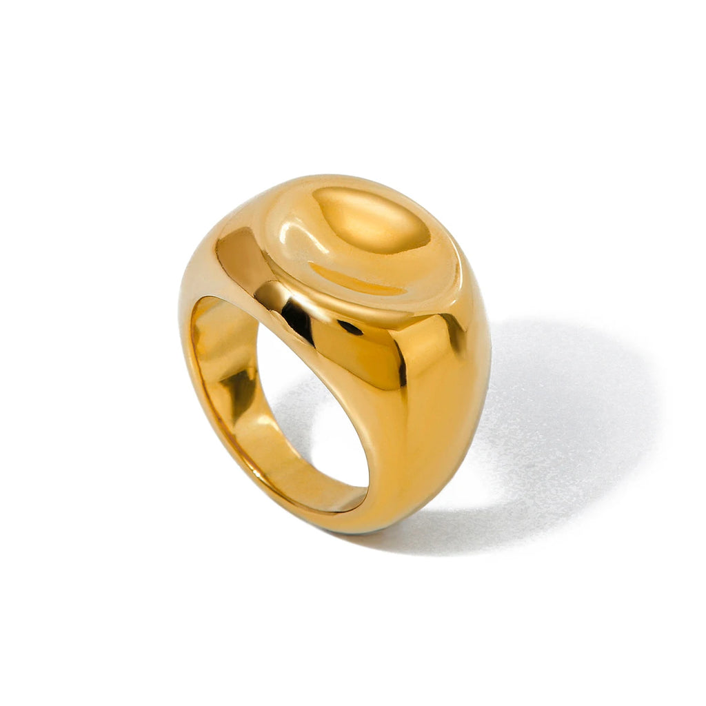 Uworld 18K Gold PVD Plated 316L Stainless Steel Rings Finger Chunky Wedding statement Jewelry Shell Freshwater Pearl Zircon Ring