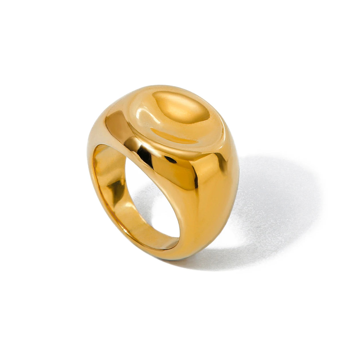 Uworld 18K Gold PVD Plated 316L Stainless Steel Rings Finger Chunky Wedding statement Jewelry Shell Freshwater Pearl Zircon Ring