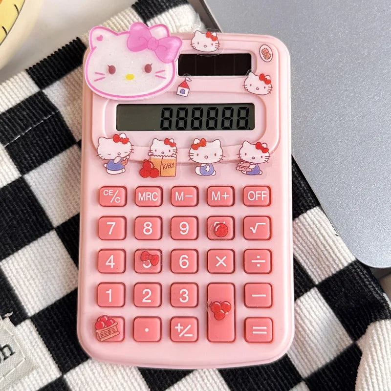 Sanrio Mini Electronic Calculator Hello Kitty Cinnamoroll Kawaii 8 Digit Calculator Portable Cartoon Office School Supplies Gift