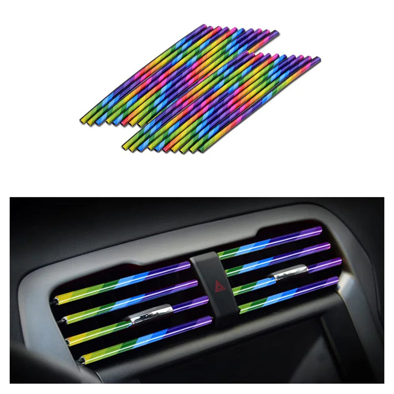 10 Pcs Car Air Vent Grille decoration Trim Sticker U Style Air Conditioner Outlet Decoration Strip Car Decoration