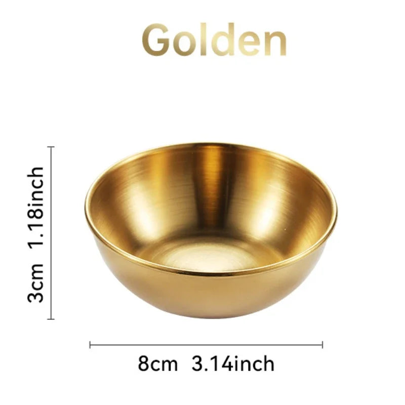 4pcs 2pcs Stainless Steel Golden Sauce Dishes Appetizer Seasoning Serving Dishes Sets Tray Spice Plates Kitchen Tableware