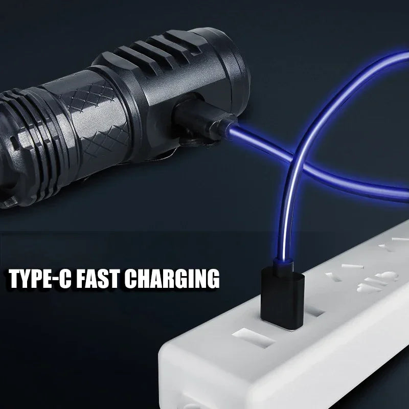 High Strong Power LED Flashlight Built-in Battery Rechargeable with Pen Clip Torch Outdoor Camping Emergency Lantern