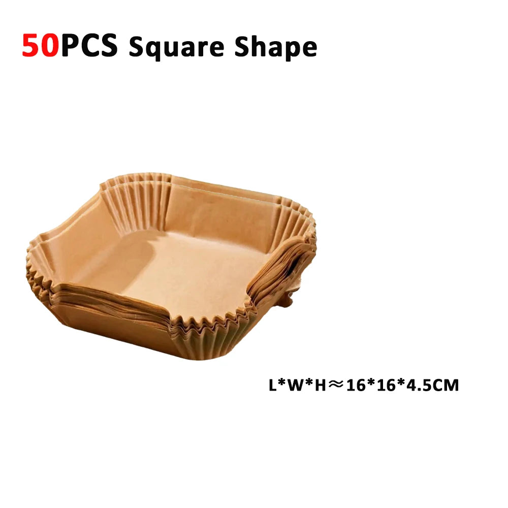 50/100pcs Air Fryer Paper Liners Non Stick Oil Proof & Waterproof Baking Paper For Microwave Air Fryer Paper Tray