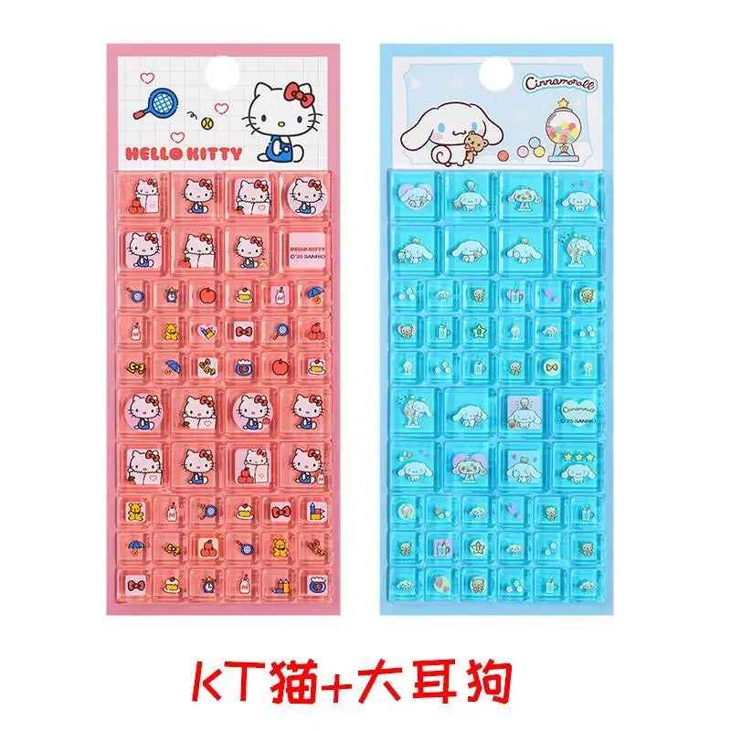 Sanrio Hello Kitty 3D Square Stickers Anime Phone Laptop Luggage Decoration Creative DIY Rhinestone Decal Kids Toys Cartoon Gift