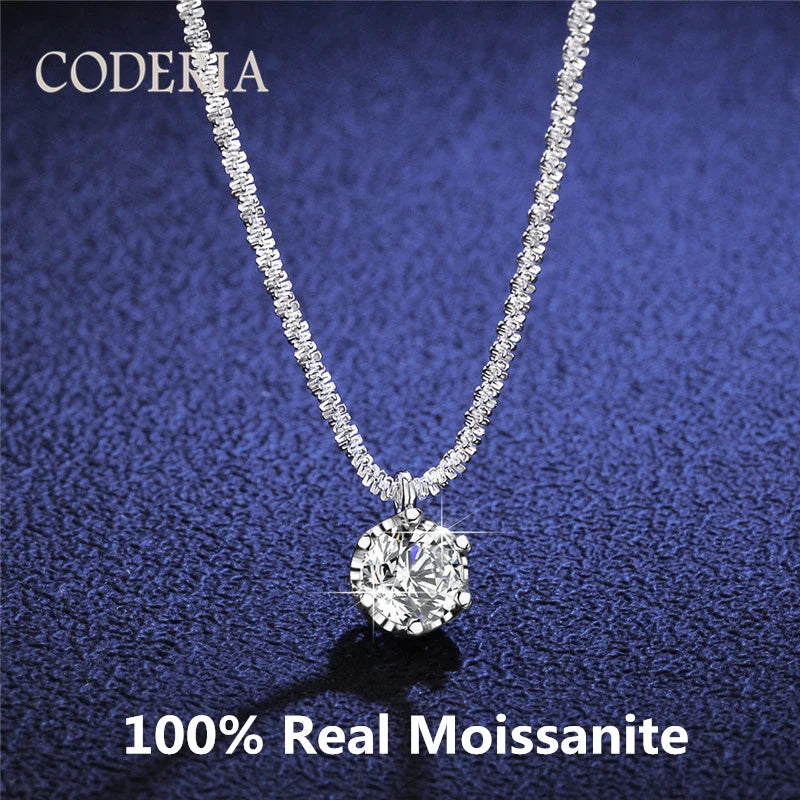 Best Selling S925 Silver Moissanite Necklace Thick Chain Women Birthday Gift 1-2CT Diamond Necklace Exquisite Party Jewelry