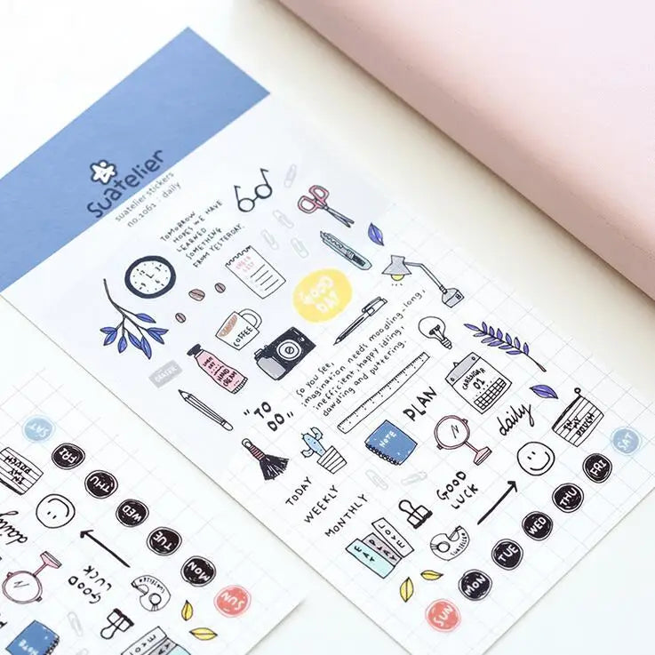 Korean Import Original Suatelier Collection Kawaii Daily Stickers Scrapbooking Diy Journal Stationery Sticker Deco Art Supplies