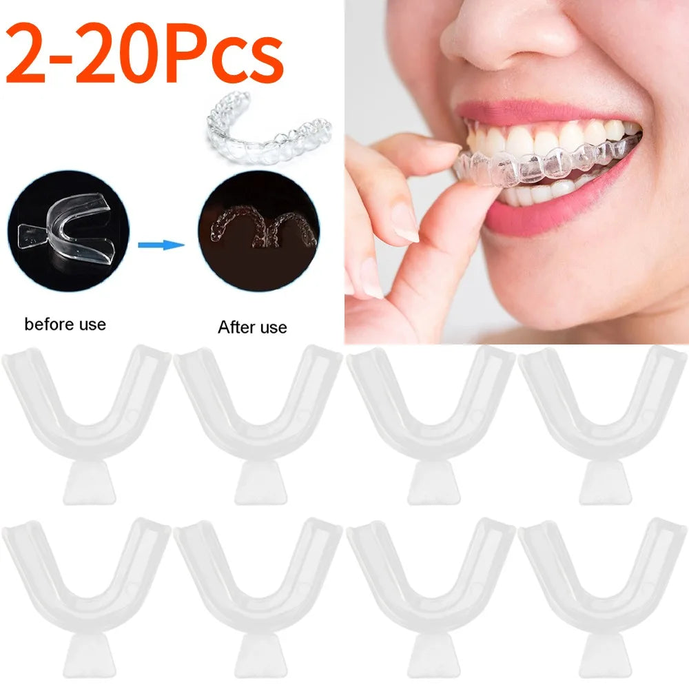 2-20Pcs Silicone Mouth Guard Teeth Protector Night Guard Mouth Tray for Bruxism Grinding Non-snoring Teeth Whitening Protection