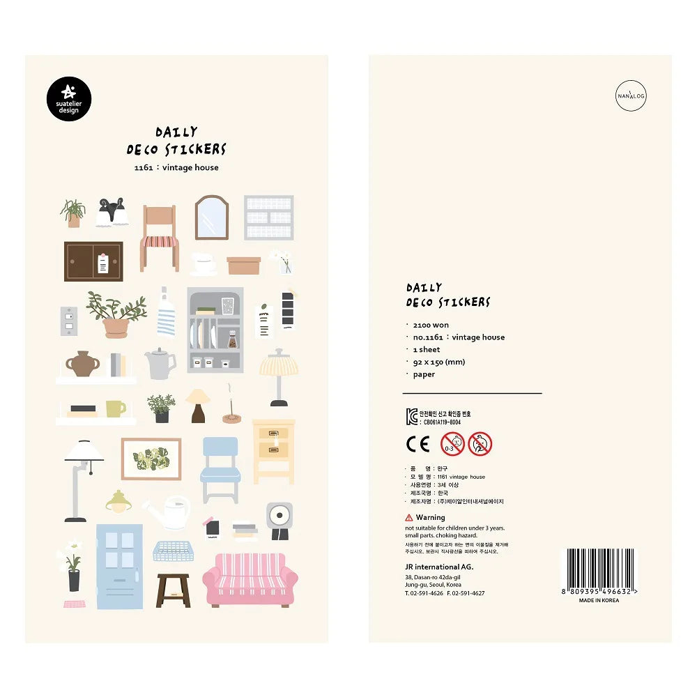 Korean Import Original Suatelier Collection Kawaii Daily Stickers Scrapbooking Diy Journal Stationery Sticker Deco Art Supplies