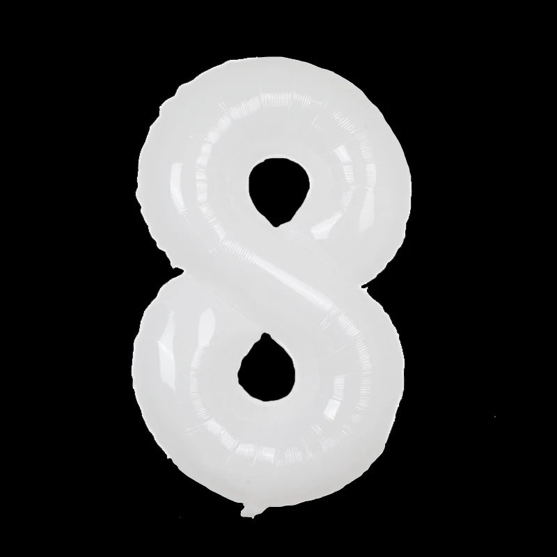 32/40inch Cream Caramel Big Number Foil Balloons 0 1 2 3 4 5 6 7 8 9 Balls White Color Wedding Birthday Party Decor Baby Shower