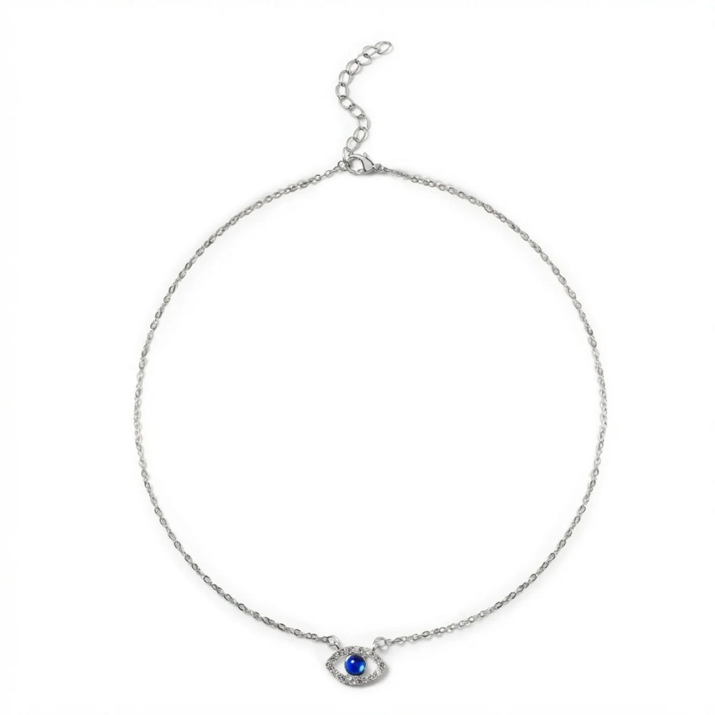 Turkish Crystal Evil Eyes Pendant Necklace For Women Gold Color Plated Micro Paved CZ Clavicle Chains Necklace Girls Jewelry