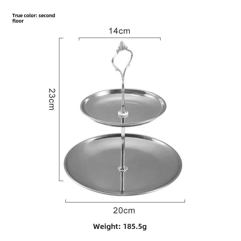 1Pc, Three-layer Stainless Steel cake Tray, Cake, Snack Plate, Birthday, Wedding Party Dessert Stand, Table Dessert Display Stan