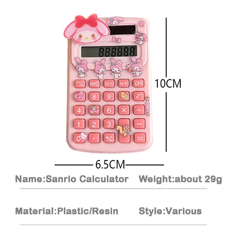Sanrio Mini Electronic Calculator Hello Kitty Cinnamoroll Kawaii 8 Digit Calculator Portable Cartoon Office School Supplies Gift