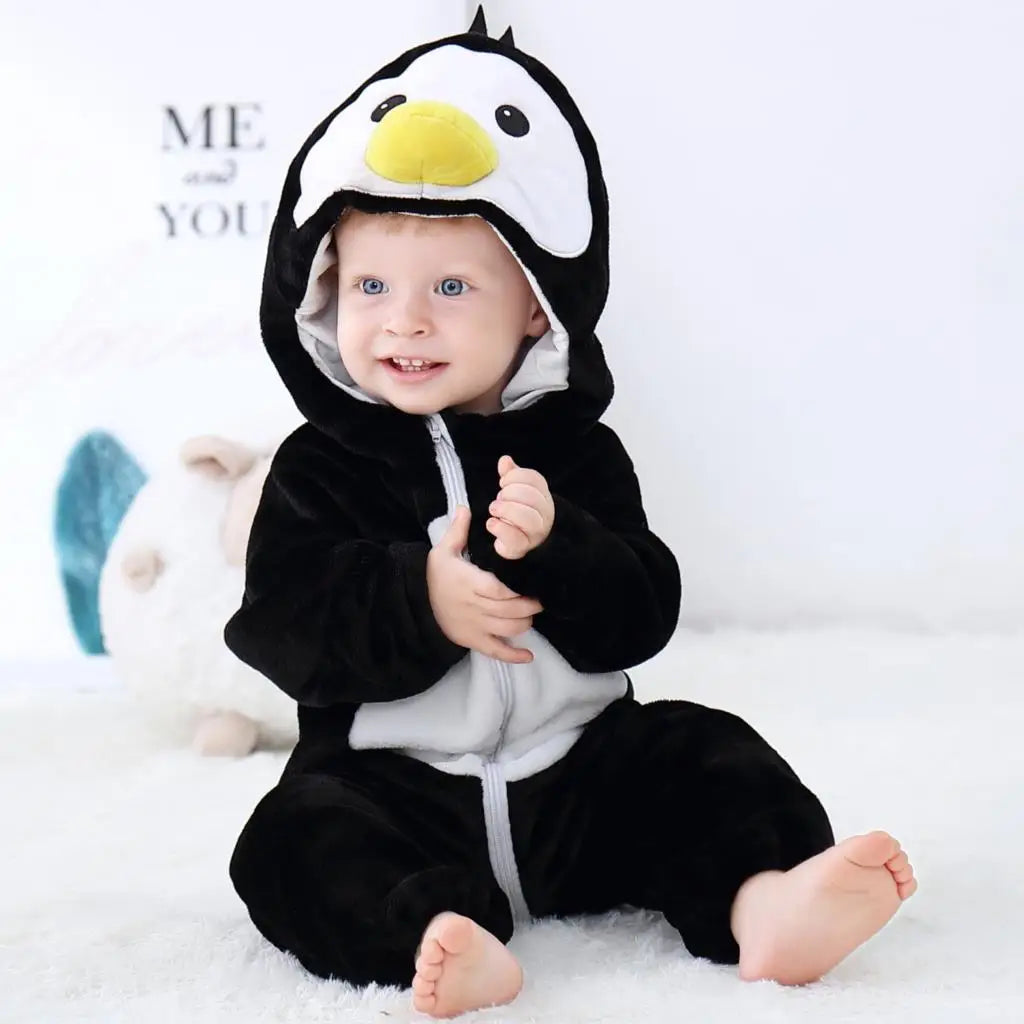 Cartoon Flannel Baby Rompers Unicorn Rabbit Dinosaur Pajamas Cotton Baby Boy Girls Animal Costume Baby Jumpsuit Kigurumi Outfits