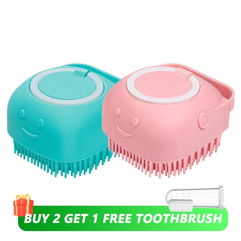Dog Bath Brush Silicone Pet Shampoo Brush Soap Dog Scrubber Cat Massage Grooming Wash Comb Soft Rubber Puppy Clean Brush