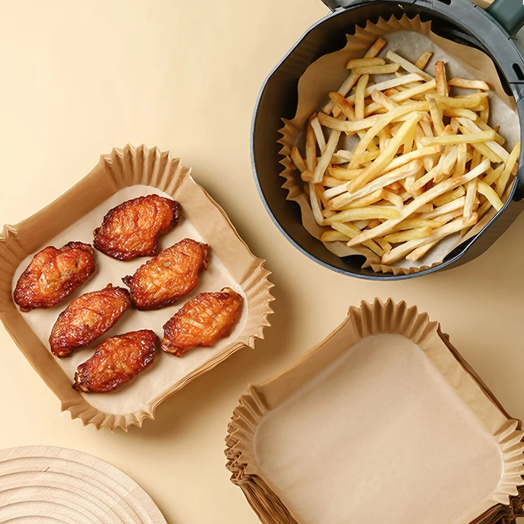 30/50/100Pcs Air Fryer Disposable Paper Non-Stick Airfryer Baking Papers Round Air-Fryer Paper Liners Paper Kitchen Accessories