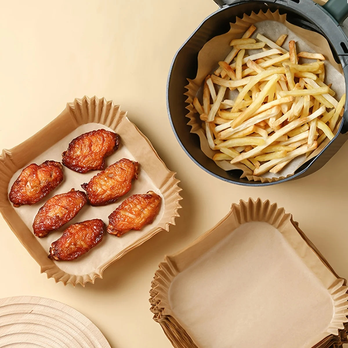 30/50/100Pcs Air Fryer Disposable Paper Non-Stick Airfryer Baking Papers Round Air-Fryer Paper Liners Paper Kitchen Accessories