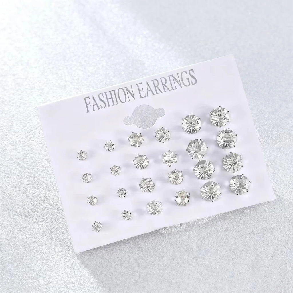 New 12 pairs/set white glossy round earrings for both men and women