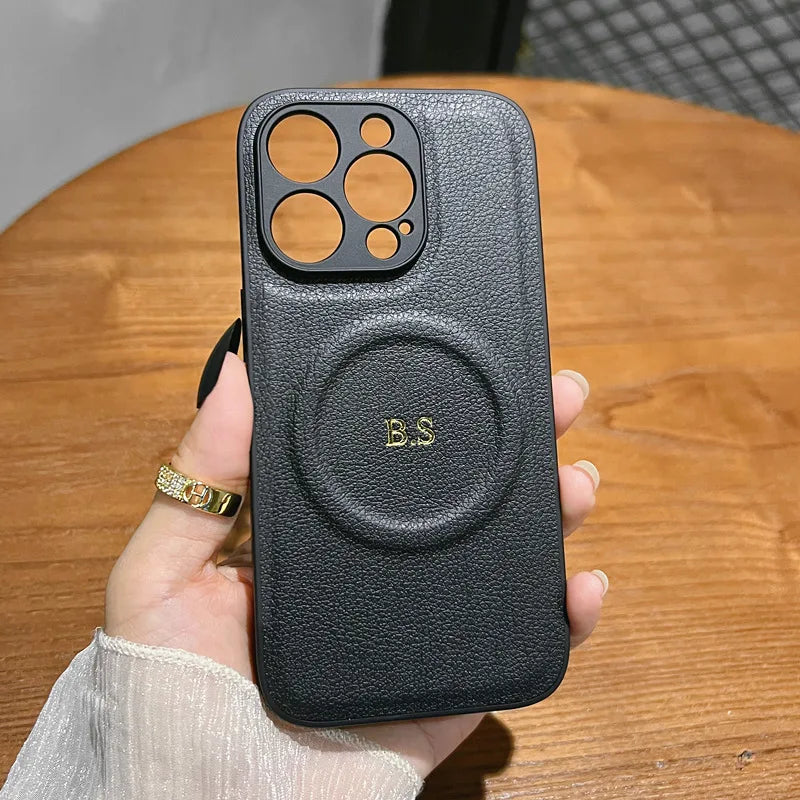 Luxury For Magsafe Personalized Name Case For iPhone 1716 15 14 13 12 11 ProMax Customized Initials Wireless Charging Gift Cover