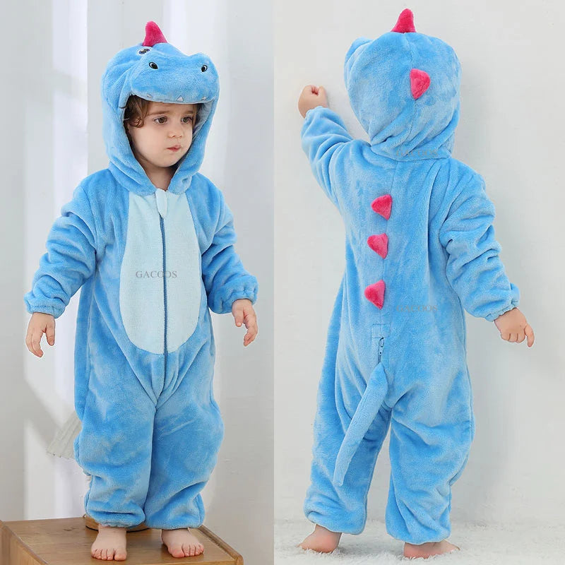 Cartoon Flannel Baby Rompers Unicorn Rabbit Dinosaur Pajamas Cotton Baby Boy Girls Animal Costume Baby Jumpsuit Kigurumi Outfits
