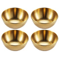 4pcs 2pcs Stainless Steel Golden Sauce Dishes Appetizer Seasoning Serving Dishes Sets Tray Spice Plates Kitchen Tableware