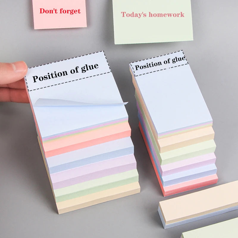 100 Sheets Morandi Color Adhesive Sticky Notes Student Message Hand Torn Note Stickers for Office Family School Supplies