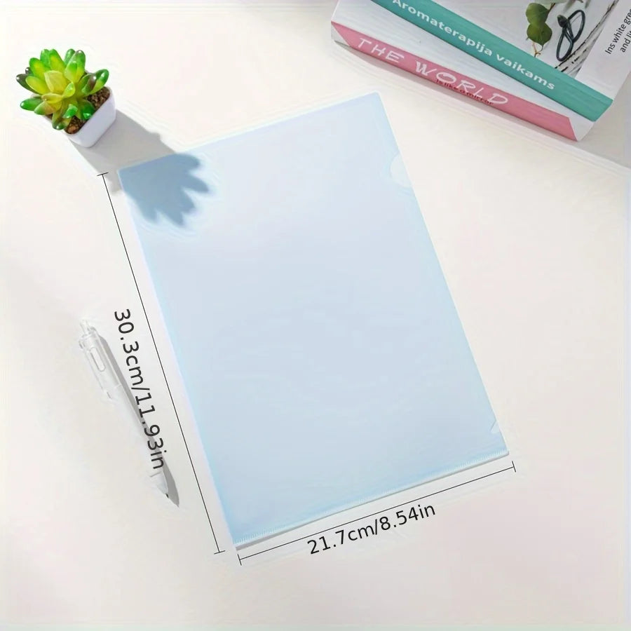 12pcs Premium PP Material Project Folders -L-Shaped A4 Document Sleeves, Durable, Waterproof Storage for Resumes, Papers & Files
