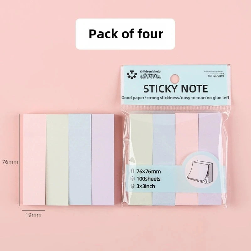 100 Sheets Morandi Color Adhesive Sticky Notes Student Message Hand Torn Note Stickers for Office Family School Supplies