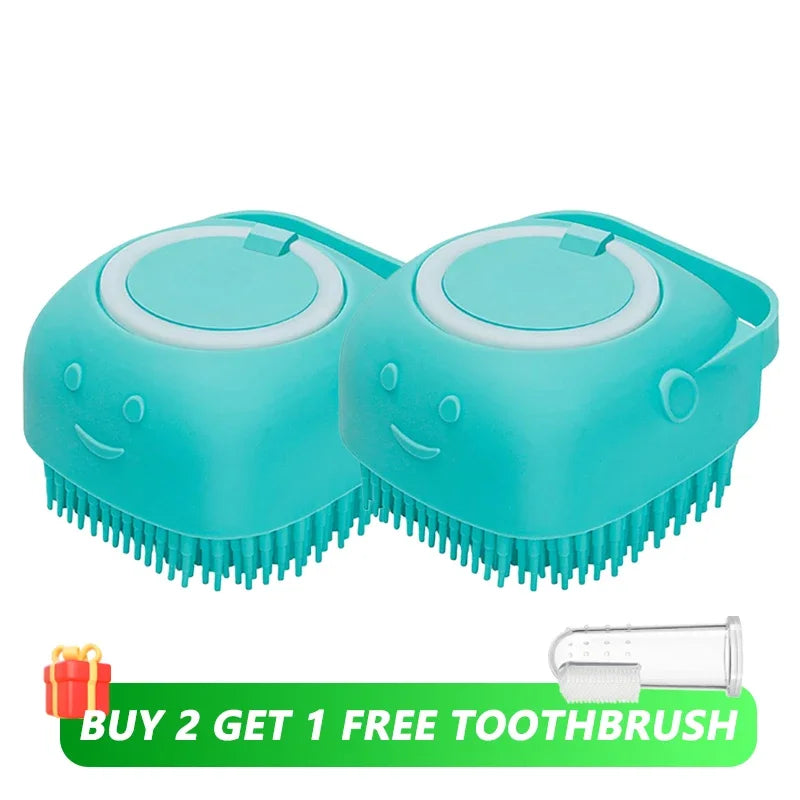 Dog Bath Brush Silicone Pet Shampoo Brush Soap Dog Scrubber Cat Massage Grooming Wash Comb Soft Rubber Puppy Clean Brush