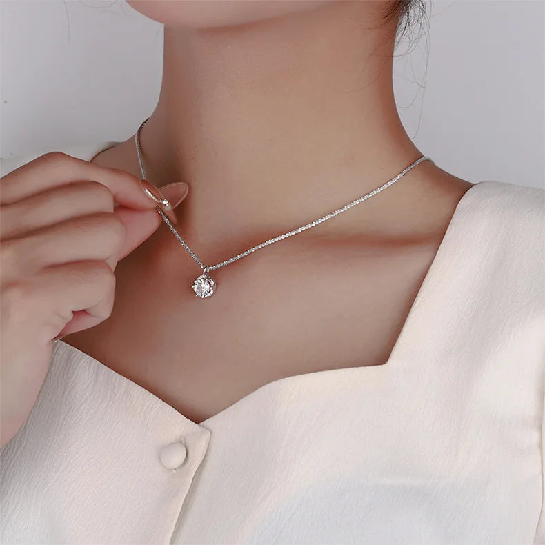 Best Selling S925 Silver Moissanite Necklace Thick Chain Women Birthday Gift 1-2CT Diamond Necklace Exquisite Party Jewelry