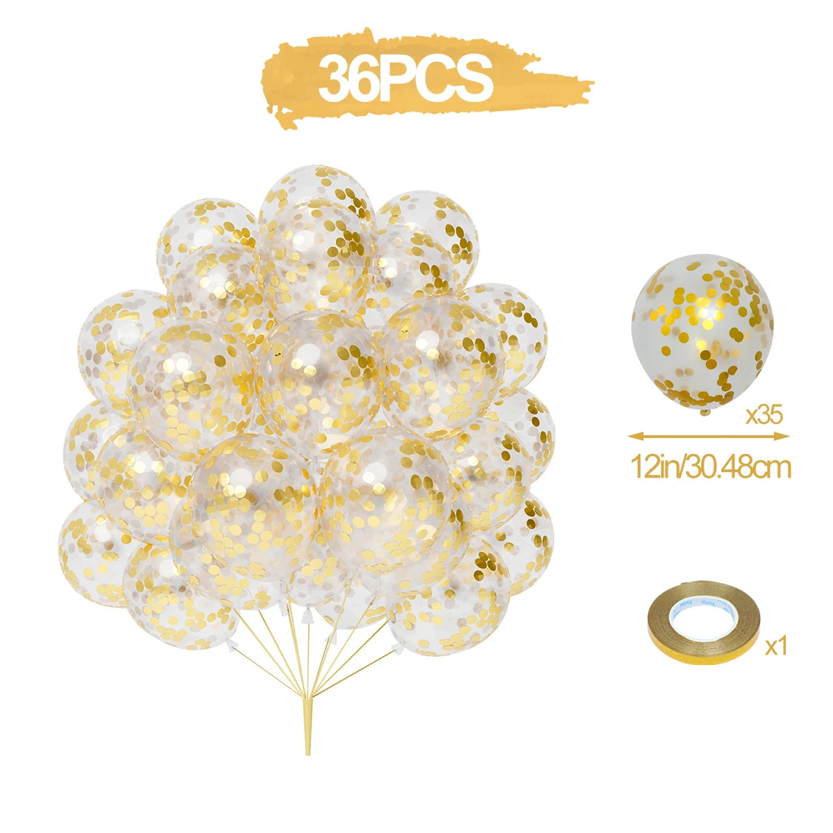 31/36/37/51/101Pcs Metallic Balloons Pearl Latex Balloon Gold Confetti Balloons for Birthday Weddings Baby Shower Party Decor