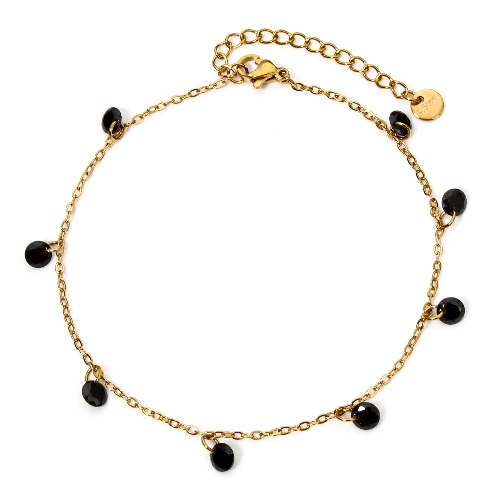 1 Piece 304 Stainless Steel Link Cable Chain Anklet Multicolor Rhinestone For Women Party Fashion Bracelets Gift 22cm(8.7") long