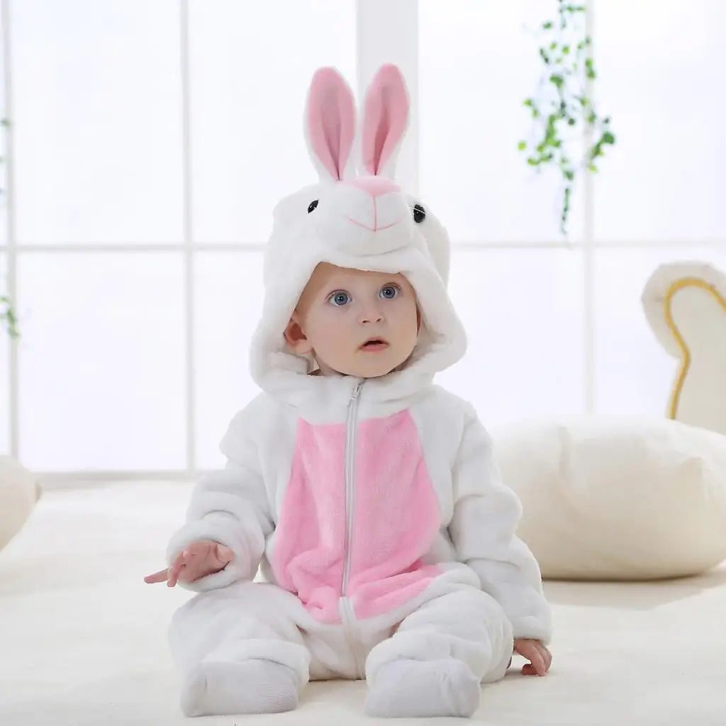 Cartoon Flannel Baby Rompers Unicorn Rabbit Dinosaur Pajamas Cotton Baby Boy Girls Animal Costume Baby Jumpsuit Kigurumi Outfits