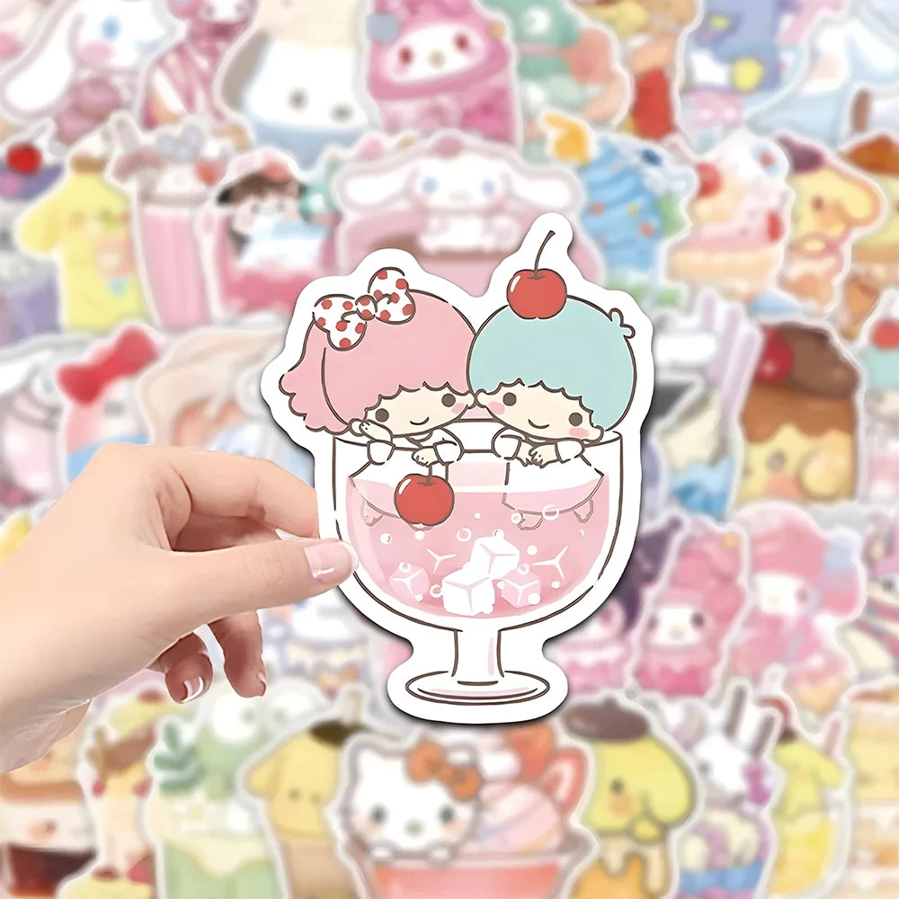 10/30/53pcs Cute Sanrio Food Cartoon Stickers Kuromi Melody Decals Kids Toy Fridge Notebook Luggage Phone Graffiti Sticker Decor