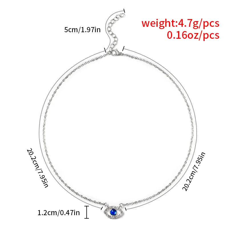 Turkish Crystal Evil Eyes Pendant Necklace For Women Gold Color Plated Micro Paved CZ Clavicle Chains Necklace Girls Jewelry