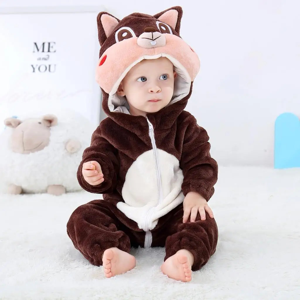 Cartoon Flannel Baby Rompers Unicorn Rabbit Dinosaur Pajamas Cotton Baby Boy Girls Animal Costume Baby Jumpsuit Kigurumi Outfits